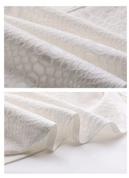 Snakeskin-grain Design Long Unisex Two-Piece Coat False - White Goth