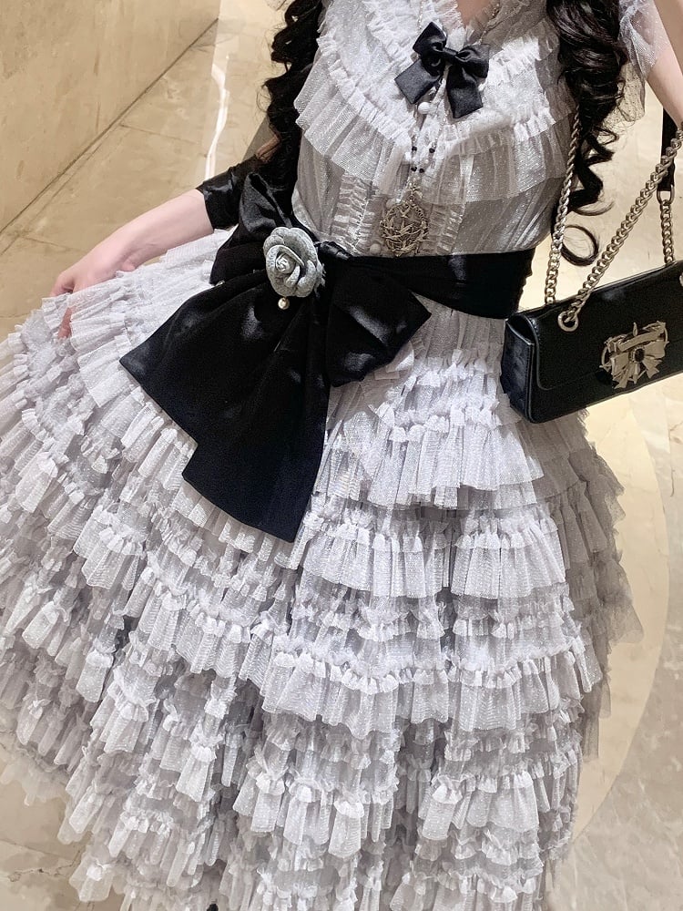 Black Belt Satin Waist Lolita