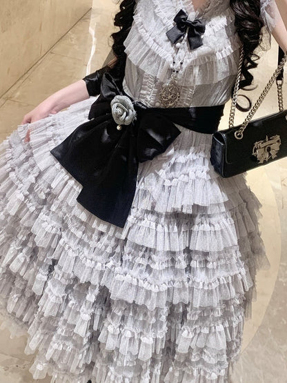 Black Belt Satin Waist Lolita