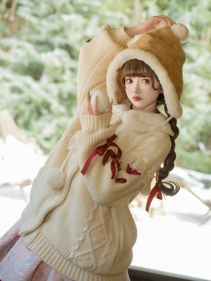 Pompoms Winter Yellow Plush Cute Hat