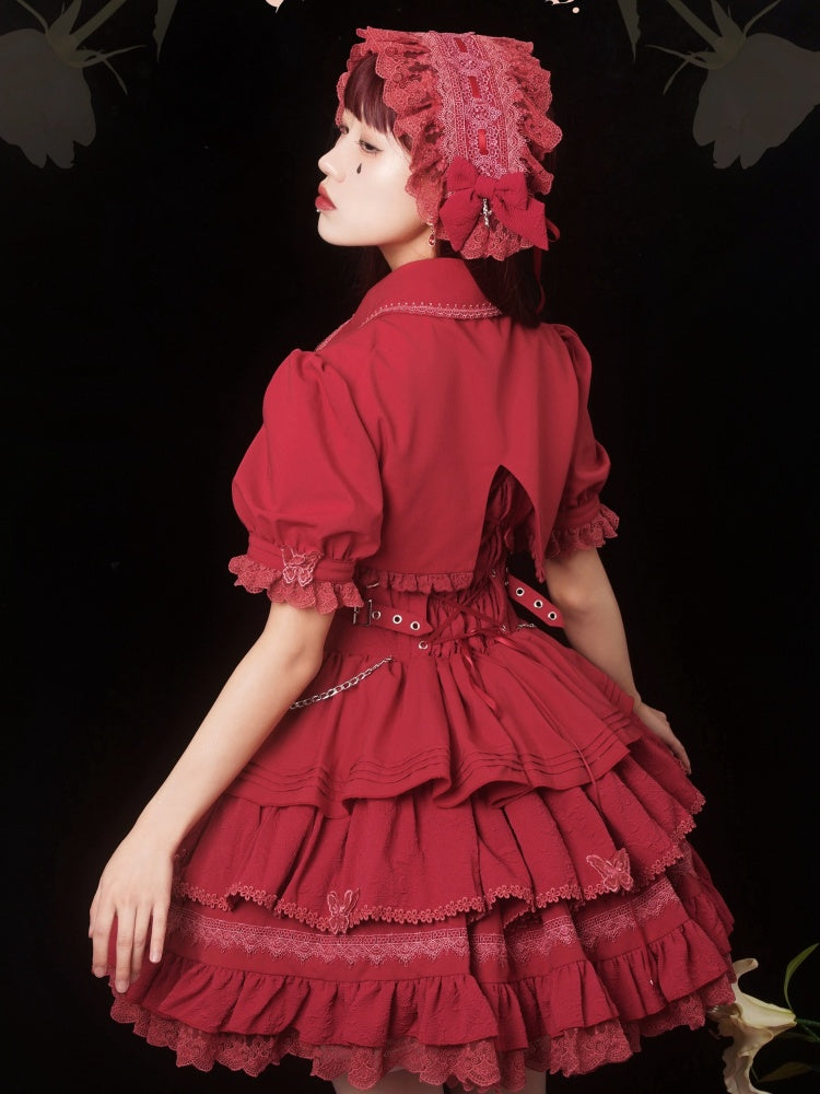 Red Gothic Chain Details Bolero