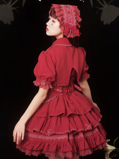 Red Gothic Chain Details Bolero