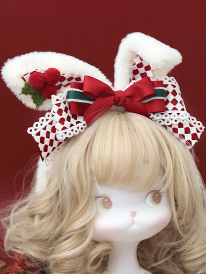 Light-up Bowknot Lolita Plush Ear Bunny Christmas KC