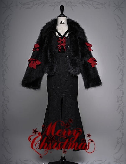 Gothic Christmas Lace Meerjungfrau Rock Tweed Etuikleid