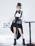 Fabric Corset Bunny Theater Peplum Tail Chess Train Swallow with Pattern Shoulder Straps