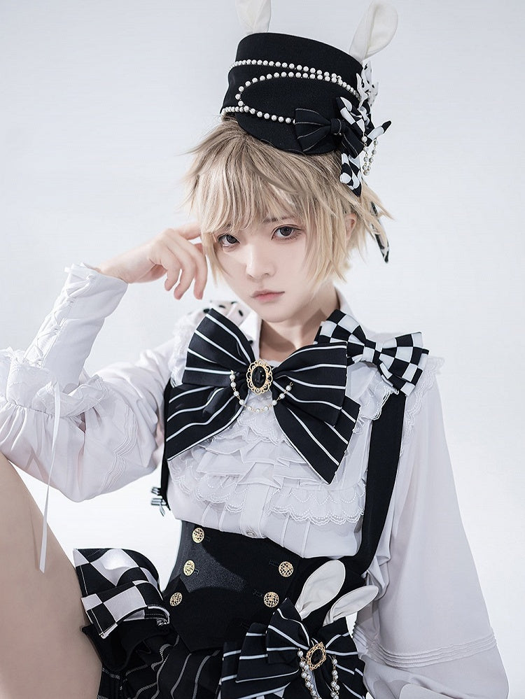 Gestreifte Bunny Theater Bowknot Bowtie Brosche