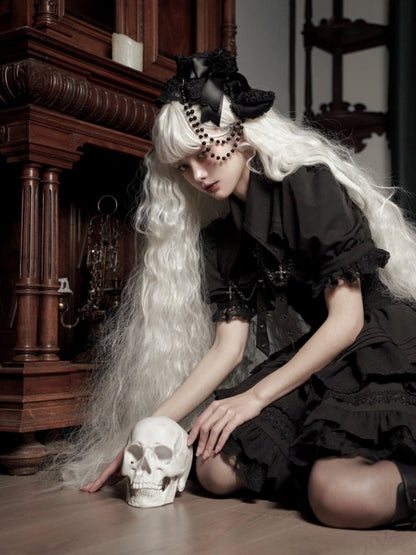 Black Gothic Short Jumper Skirt Adjustable Criss-cross Straps Waist