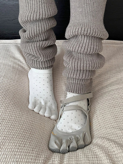 Socks Five-Toe Ankle Rhinestone-Embellished (5 Colors)