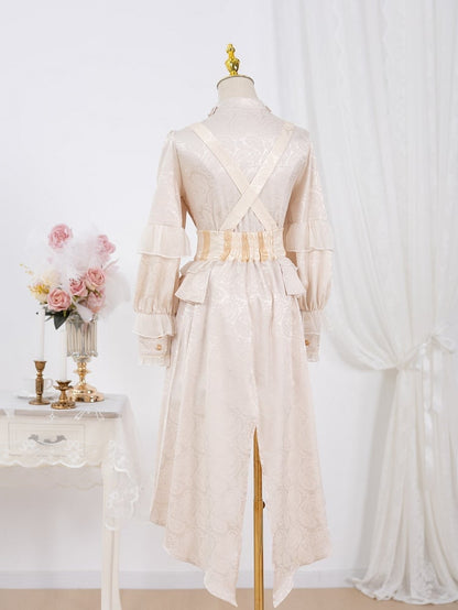 Pattern Sleeves Long Shorts Striped Champagne + Neckline Overall Ouji Outfit Lolita Prince Ruffle Shirt