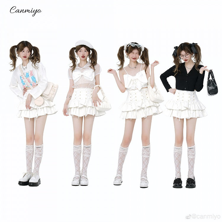 スカート ハイティアードウエスト PUレザー ホワイト