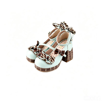 Lolita Chocolate Bow Platform Mary Jane Heels – Sweet Waltz Collection