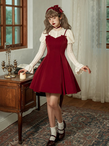 Spaghettiträger Elegantes Kleid Fit Rot Slim