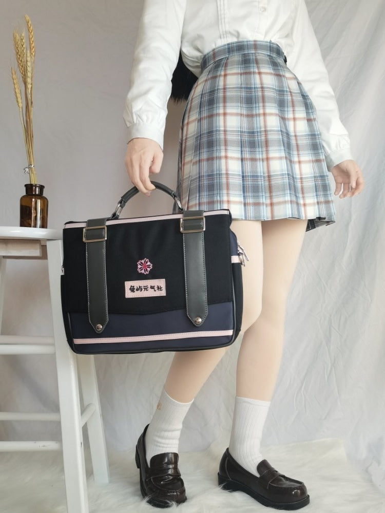 Schwarz-rosa JK-Uniform-Schultertasche, Bunny Island Sakura, japanischer Rucksack