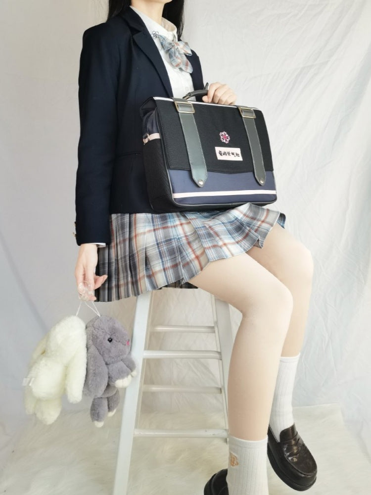 Schwarz-rosa JK-Uniform-Schultertasche, Bunny Island Sakura, japanischer Rucksack