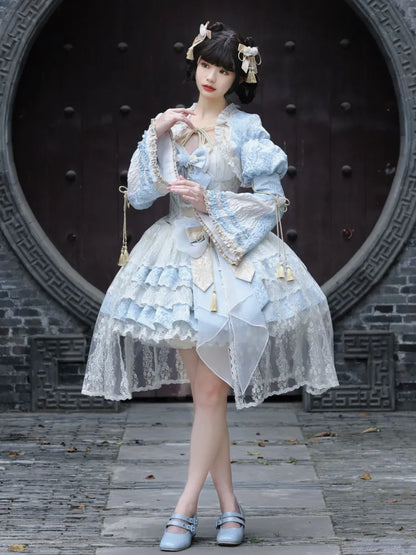 Robes Jacquard Bolero Blue Tassel