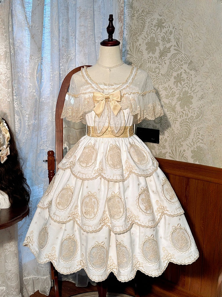 Hemline Tulip / Shawl Blue Gold Black Embroidery Pink