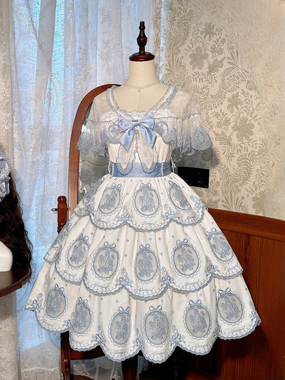 Hemline Tulip / Shawl Blue Gold Black Embroidery Pink