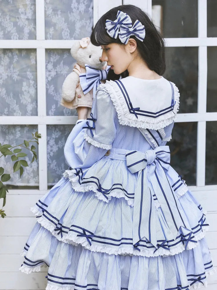 Bowknot / Dark Blue White Hairclip