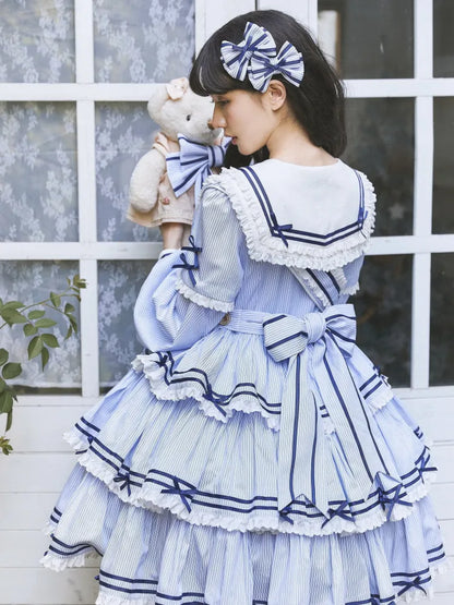 Bowknot / Dark Blue White Hairclip