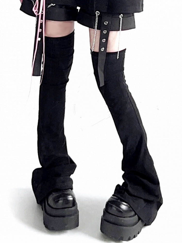 White Warmers Over-the-Knee / Flared Leg Black