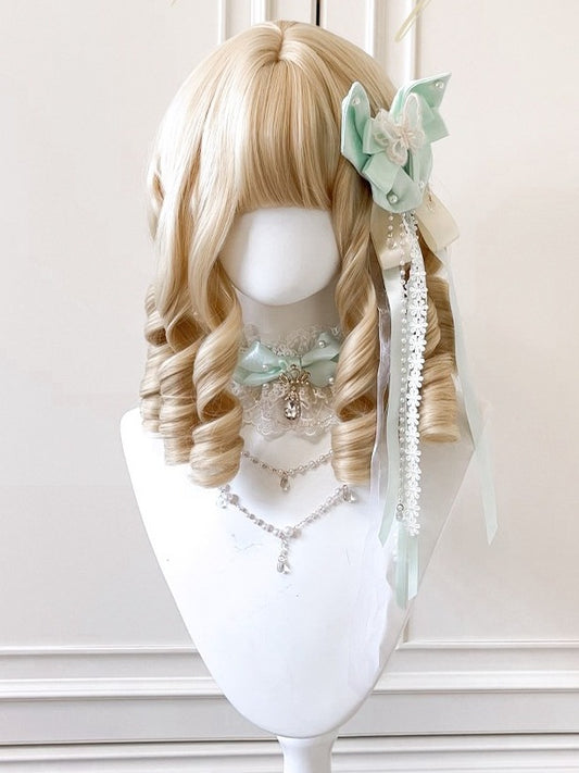 Blonde 40cm Short Roman Curly Wig with Full Bangs - Sinwavy