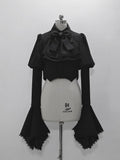 Lolita Black Gothic Cropped with Curved Wizard-Inspired Top Ouji Hemline