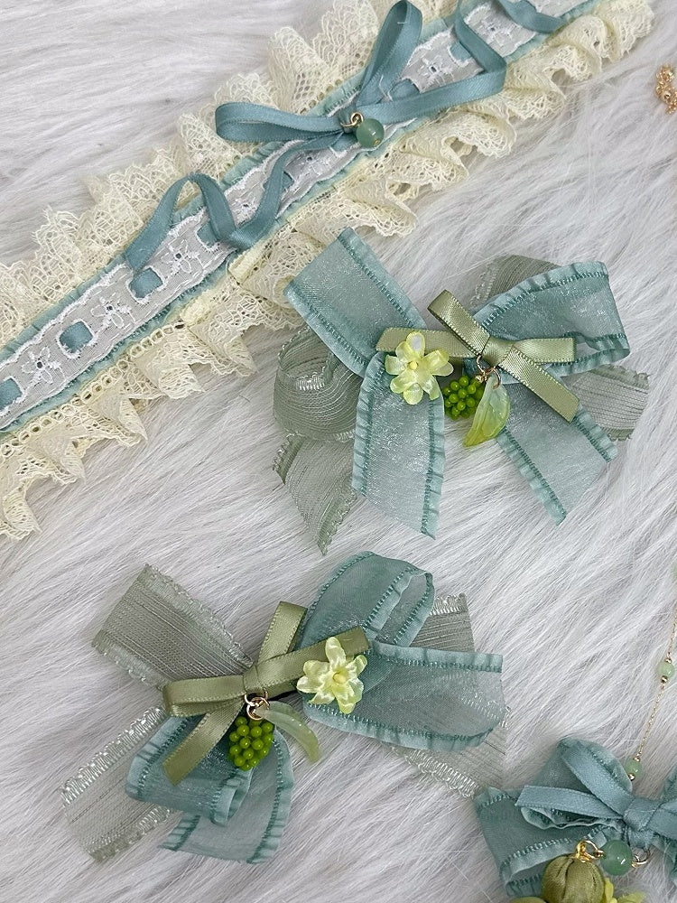 Grape Bow Green Hairclip Decorated Lolita Double-Layer