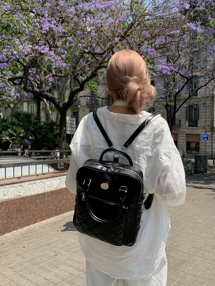 Black Diamond Pattern Shoulder Bag - Lalacita