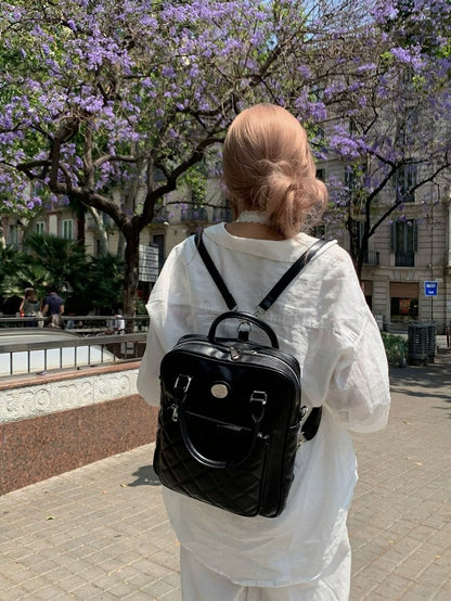 Black Diamond Pattern Shoulder Bag - Lalacita