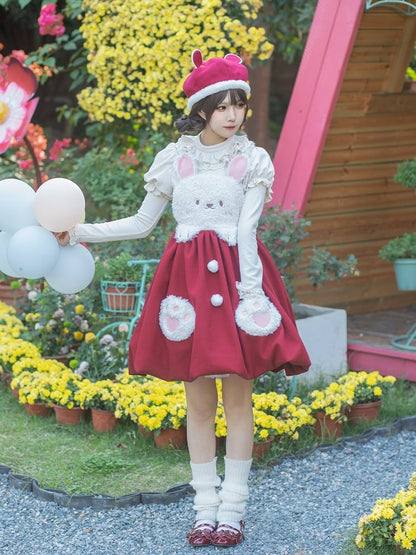 Bust S Trim White Clearance-Size Round Ruffle Neck Autumn Knitted for 90CM Souffle Top