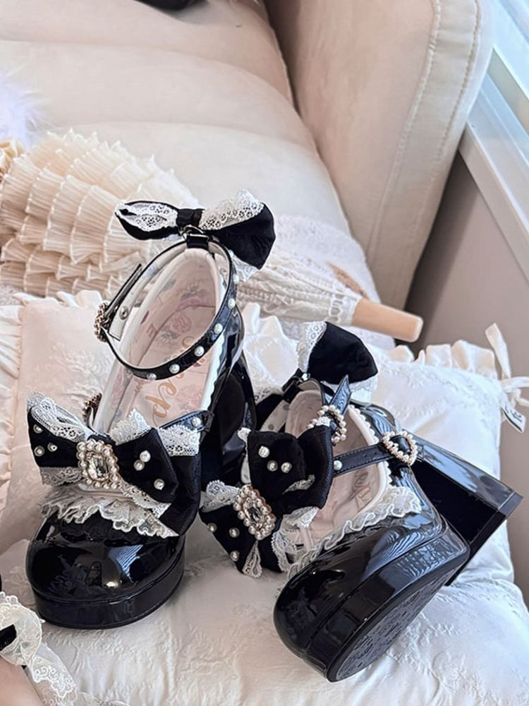 Abnehmbare schwarze Schleife mit Perlen und poliertem Strass