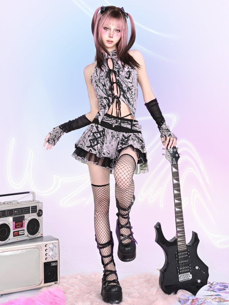 Y2Kセルフタイクロージャーフロントホルトトップ