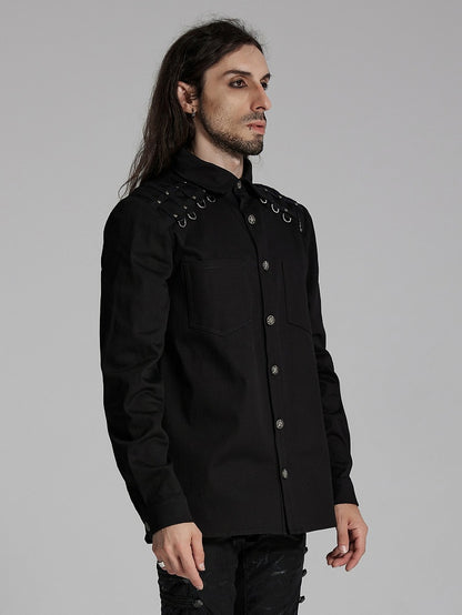 Shirt Punk Men's Black Handsome
