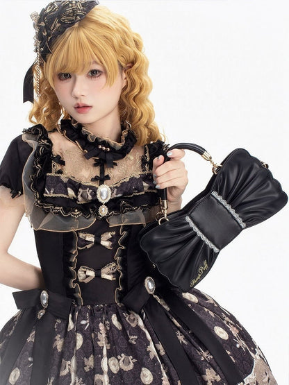 Sweet Lolita Bowknot Bag with Pearls & Lace - Sheep Puff Bag