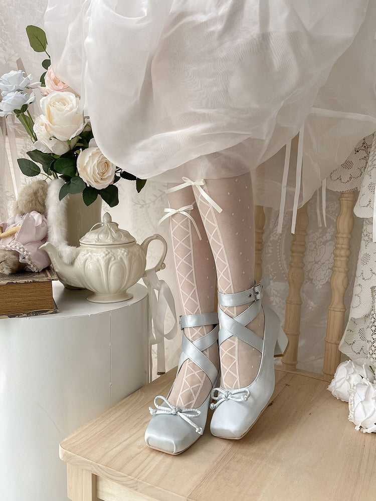Ballet Ankle Elegant Shoes Blue Wraparound Straps Satin