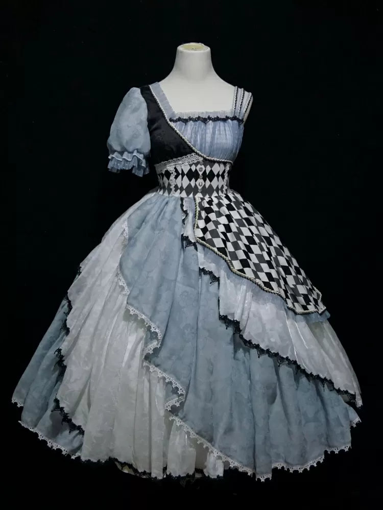 Alice in Wonderland Blue Checkerboard Sweet Lolita Dress