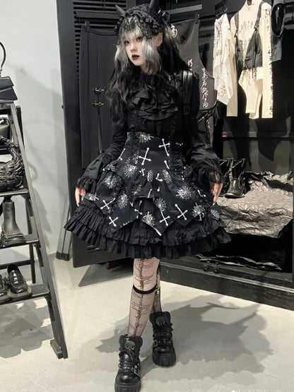 Platforms Skull Studs Decorated Lolita Star PU Punk Black