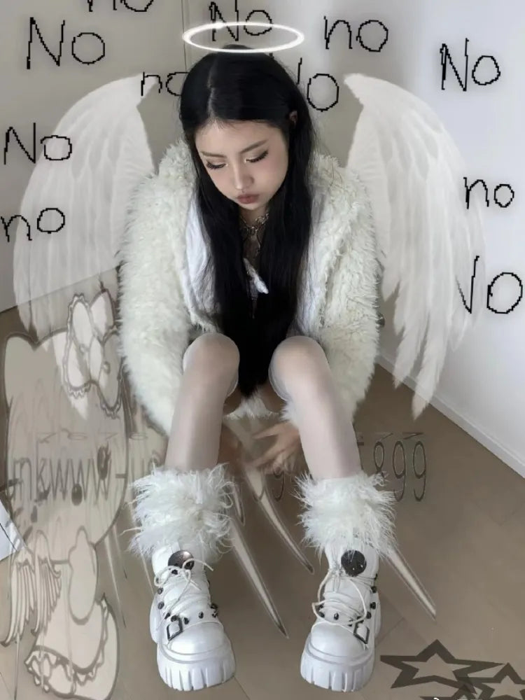 Studs Platforms White Decorated Punk Lolita Skull PU Star