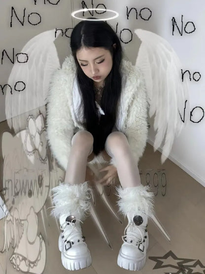 Studs Platforms White Decorated Punk Lolita Skull PU Star