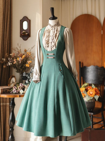Vintage Under with Back Elegant Dress Lacing Forest Bust Green