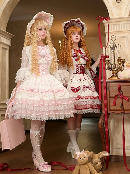Embellishment Lolita White Blouse Pink Accents Bow Sweet Ruffle with