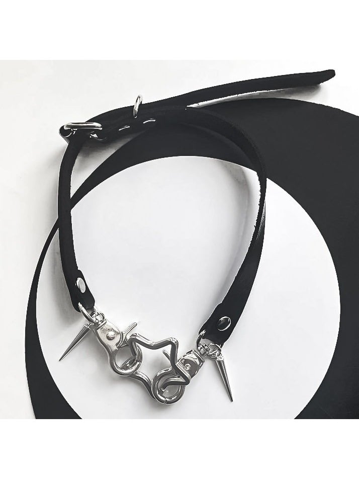 Spike PU Choker with Star Pendant - Kiwi Store
