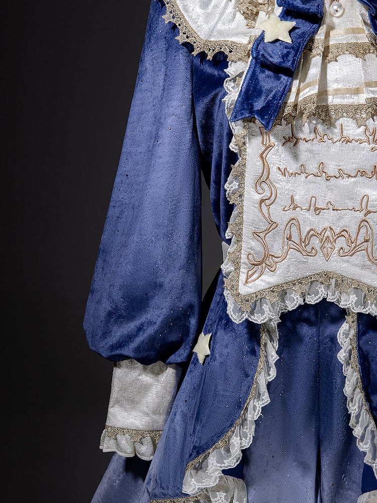 Ouji Accents Velvet Star Shimmering + Top Bloomer Shorts with Lolita Blue Split-Tail