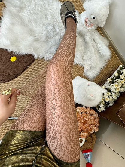 Tights Hollow-out Blck/Brown/Gray/White Design