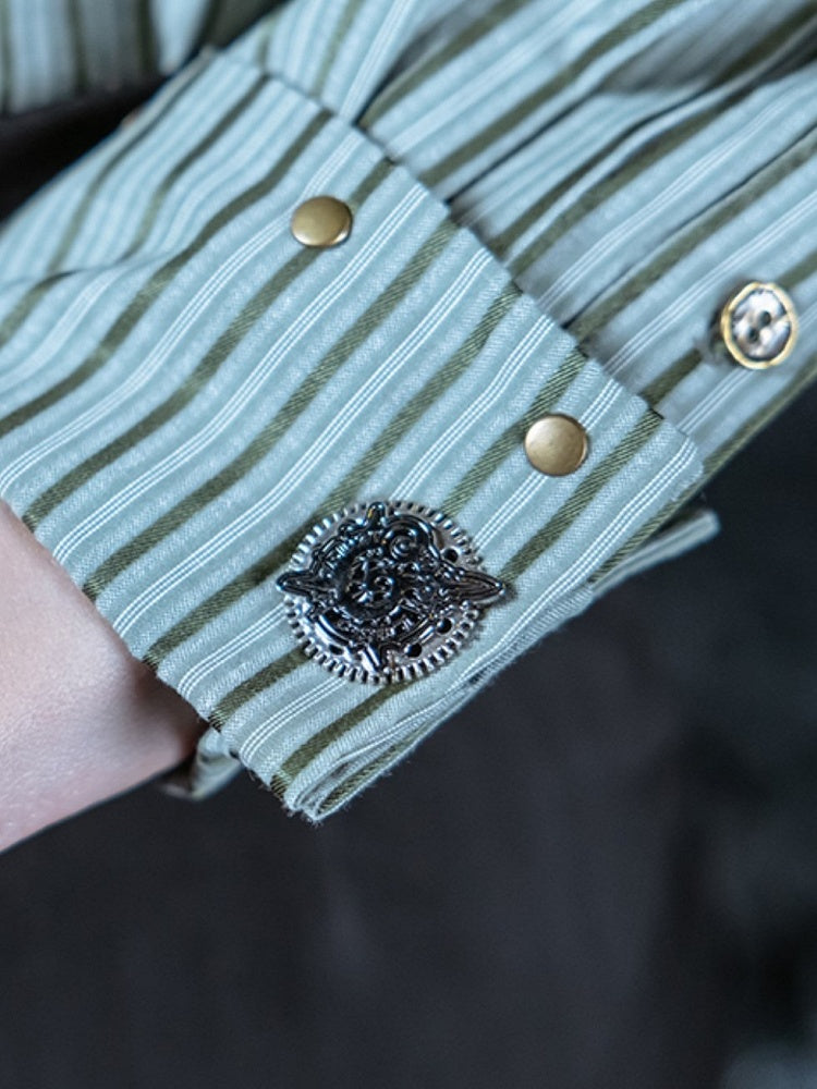 Gear Design Steampunk Cufflinks Silver Badge And