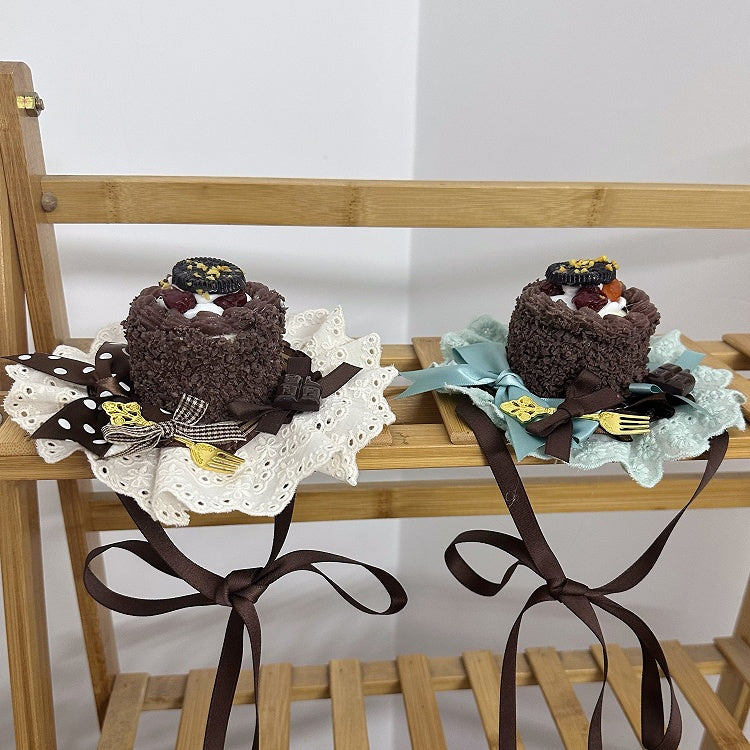 With 3 Options Sweet Mini Cake Hat Clips Lolita Chocolate Color