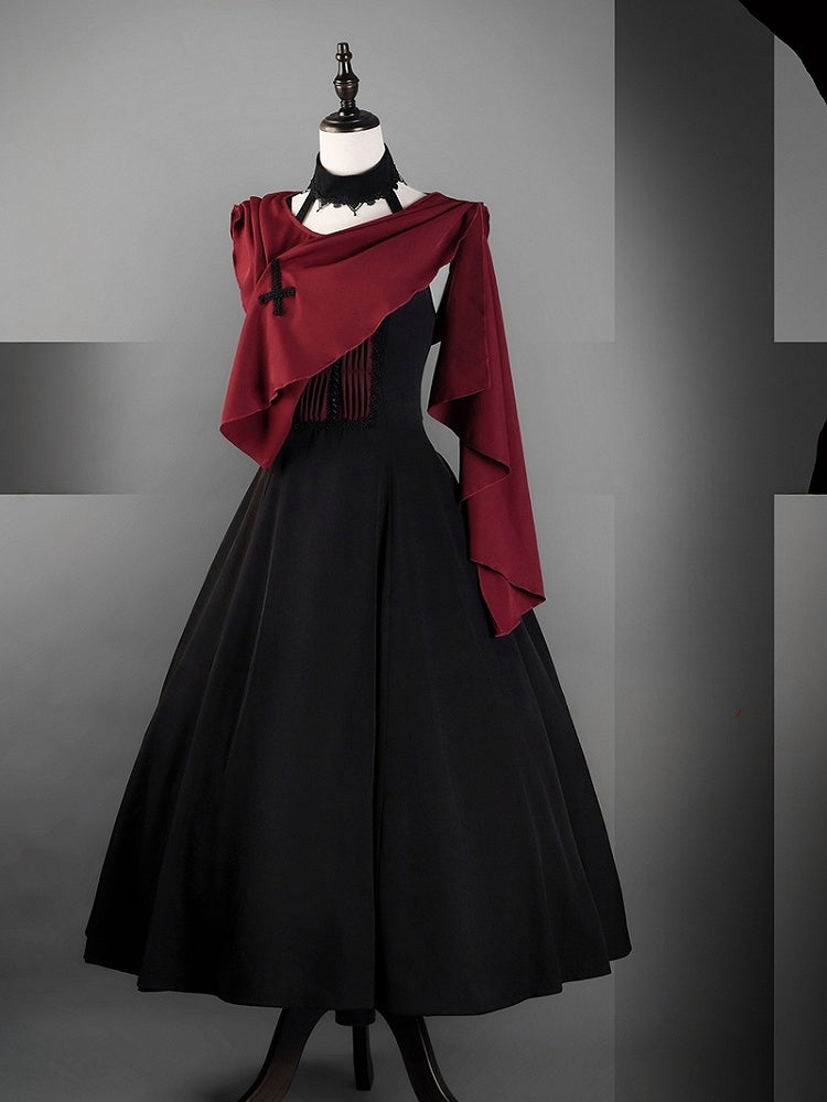 Red Gothic Nun Lolita Shawl