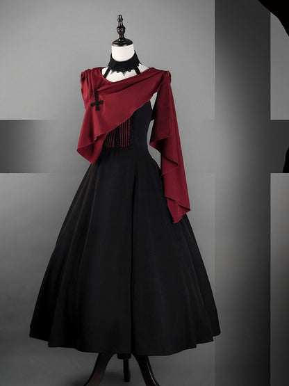 Red Gothic Nun Lolita Shawl