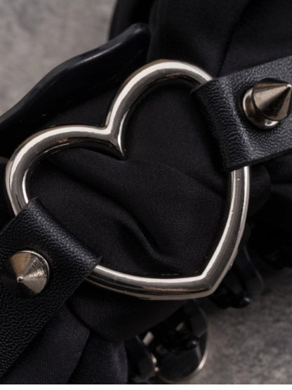 Black Buckle Heart With Claw Gothic Clip Bowknot