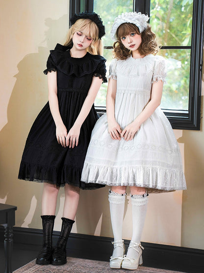 Süßes Lolita-Kleid Kuro Puff High Black Cotton Ärmel Taille